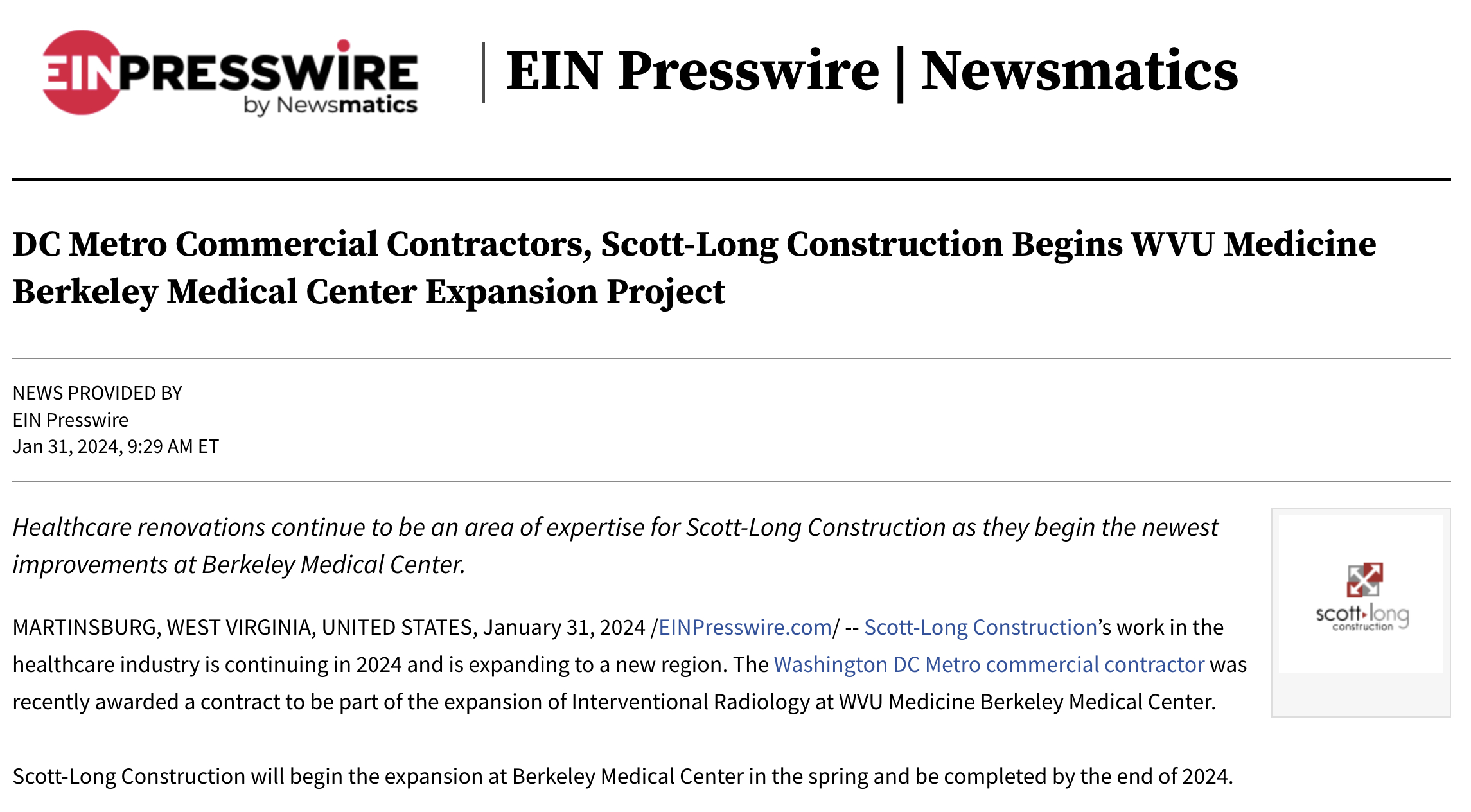 West Virginia University Berkely Medical Center – Interventional Radiology Expansion